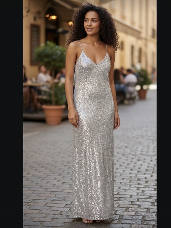 River Island Dresses & Skirts - Nwt. Silver Sequin Slip Maxi Dress - Women